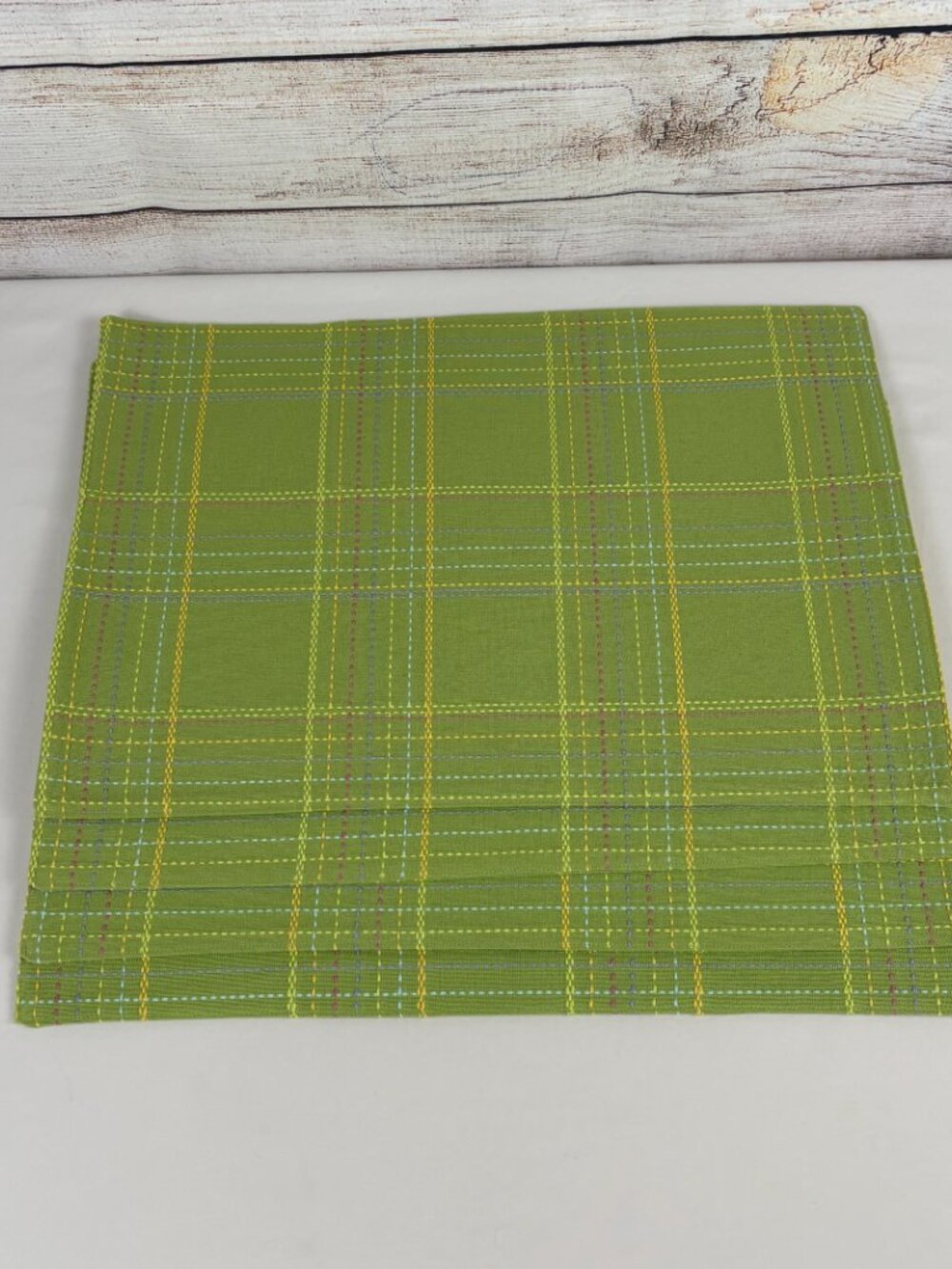 Nobility Placemats Green Yellow Plaid Woven Set of 4